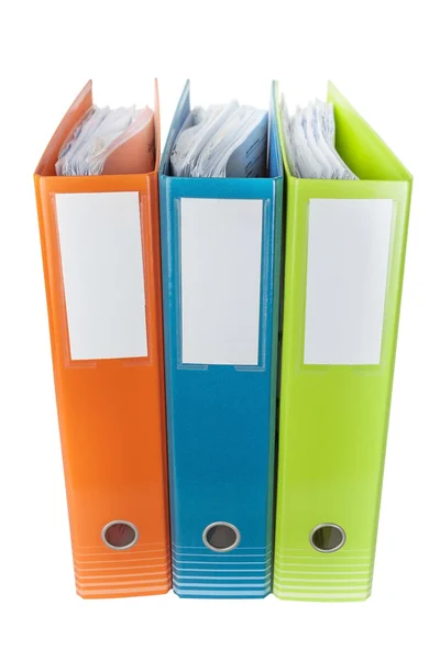 Office archive folders and documents. Close up on white background. — Stock Photo, Image