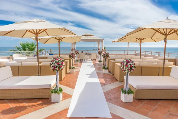 A luxury platform for wedding ceremony. On the coast.