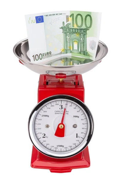 Inflationen europeiska valutan. Euron på skalor. — Stockfoto