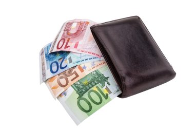 Eski çanta banknot euro. Kriz euro.