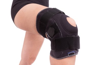 Onun diz ortopedik bandaj. Bacak kasları burkulursa.