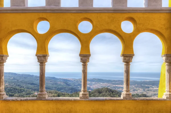 Magnificent view from the balcony of the castle Pena. Sintra, Portugal. — Stock Photo, Image