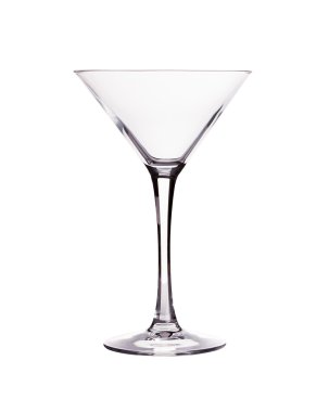Cam bardak martini. Beyaz bir arka plan üzerinde.