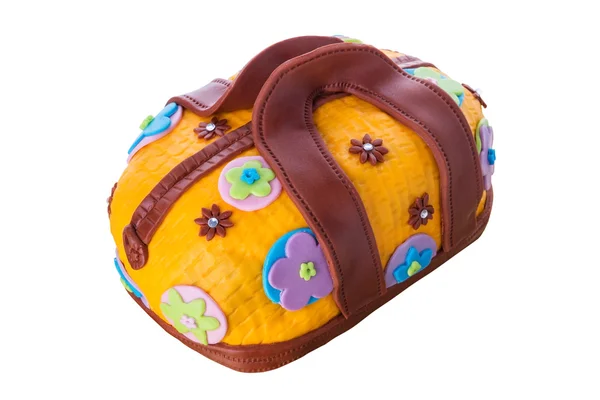 Ein einzigartiges Geschenk für eine Geburtstagstorte in Form von modischen Handtasche. Schön und lecker. — Stockfoto