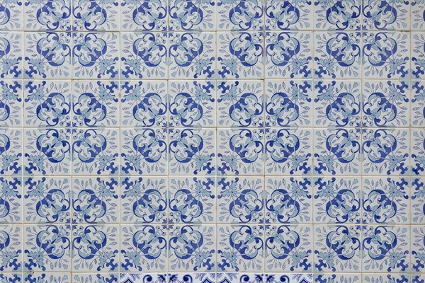 Azulejos portugueses azuis estampados. Close-up. — Fotografia de Stock