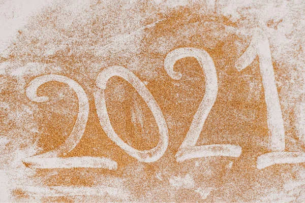 2021 Sobre Fondo Blanco Números Color Oro 2021 Inscripción Oro — Foto de Stock