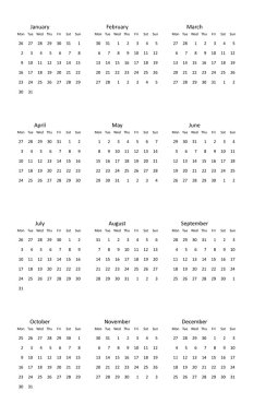 2017 yılı takvim Kılavuzu 3 x 4 vektör