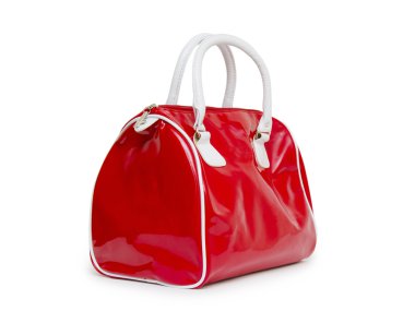 Beyaz arka plan üzerinde izole kırmızı kadın çanta.
