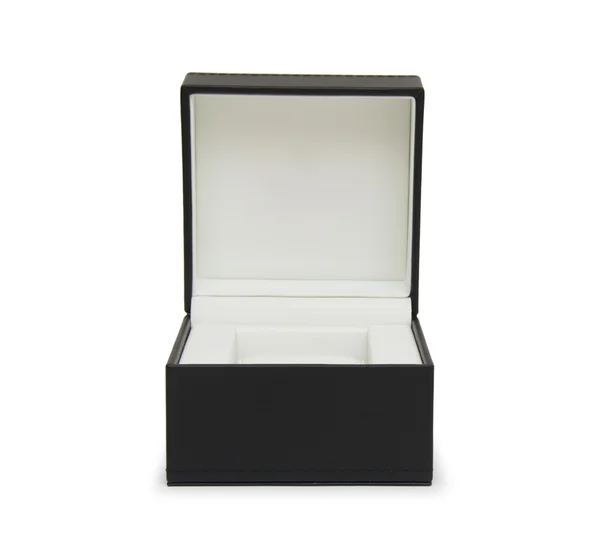 Caja de regalo negra abierta aislada en blanco — Foto de Stock