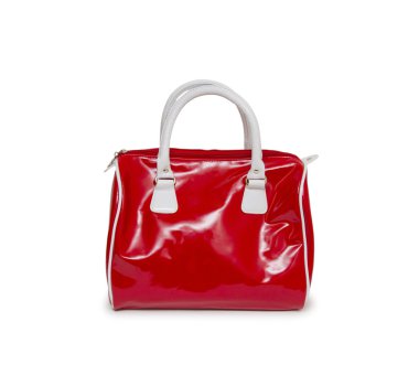 beyaz zemin üzerinde izole kırmızı kadın çanta