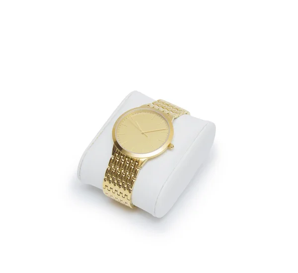 Golden modern wrist watch isolated — Stock Photo, Image