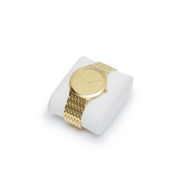 Reloj de pulsera moderno dorado aislado — Foto de Stock