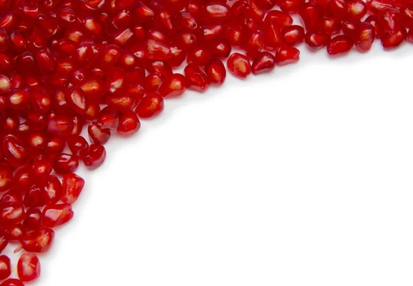 Pomegranate seed border isolated on white, clipping path include — Stock Photo, Image