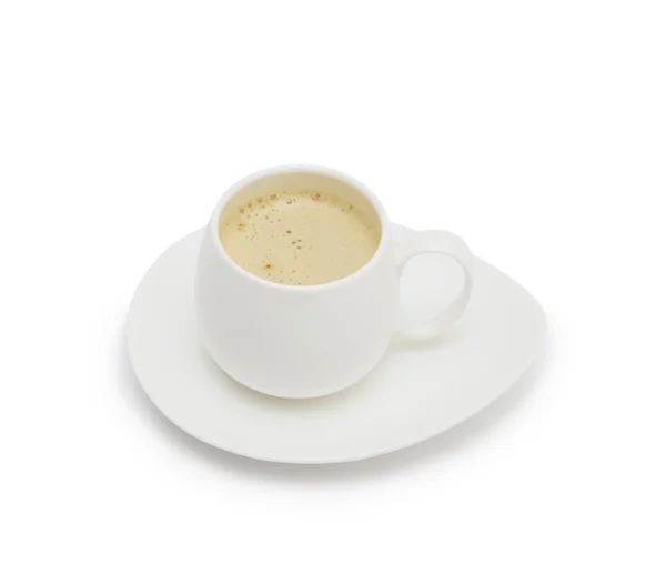 Taza de café y platillo sobre un fondo blanco. —  Fotos de Stock