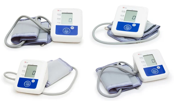 Colección digital de medidores de presión arterial aislada en blanco — Foto de Stock
