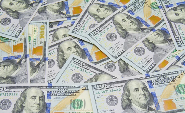 Lot of one hundred dollar bills — Stock Photo, Image