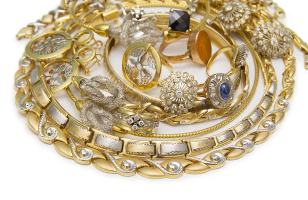 Velká sbírka zlatých šperků — Stock fotografie
