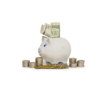 Piggy bank isolated on white clipart