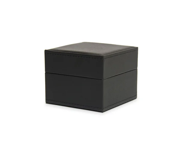 Beyaz izole siyah hediye kutusu — Stok fotoğraf