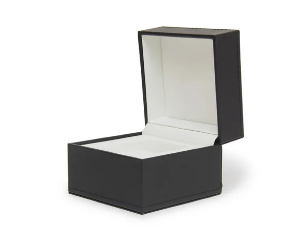 오픈 블랙 선물 상자 흰색 절연 — 스톡 사진