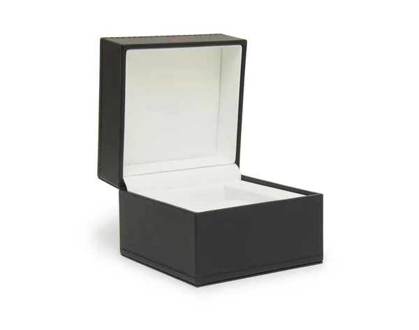 孤立在白色的打开黑色礼品盒 — 图库照片