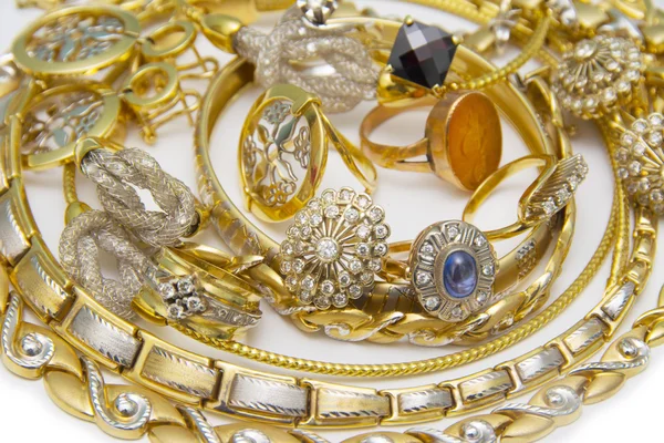 Große Sammlung von Goldschmuck — Stockfoto