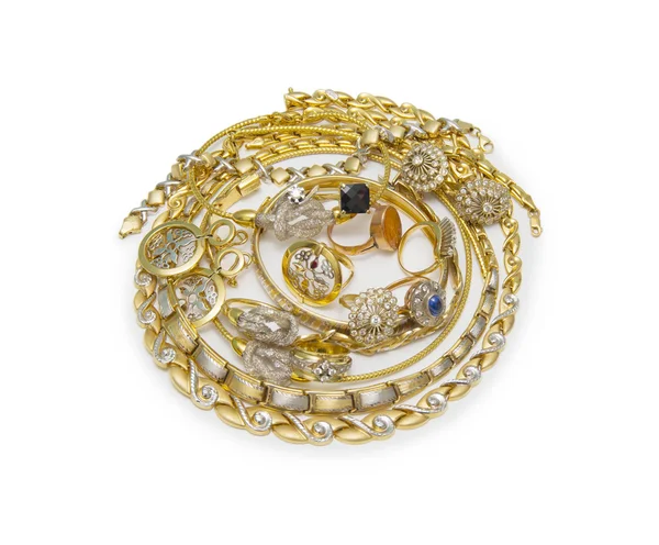 Duży zbiór Biżuteria złota — Zdjęcie stockowe