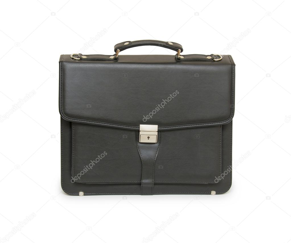 Business leather briefcase isolated