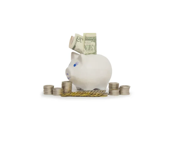 Piggy bank isolated on white — Stock Photo, Image