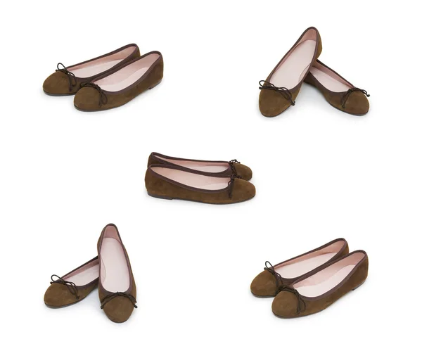 Coppia di scarpe femminili su sfondo bianco — Foto Stock