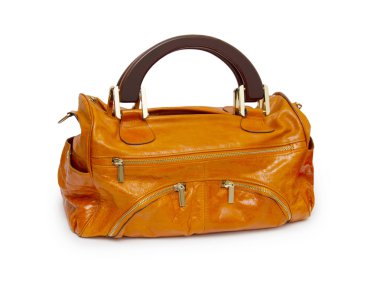 Beyaz arka plan üzerinde izole turuncu kadın çanta.