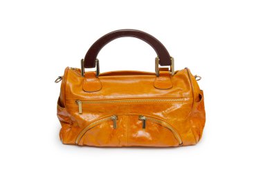 Beyaz arka plan üzerinde izole turuncu kadın çanta.