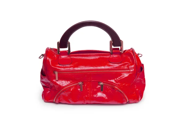 Bolso femenino rojo aislado sobre fondo blanco . — Foto de Stock