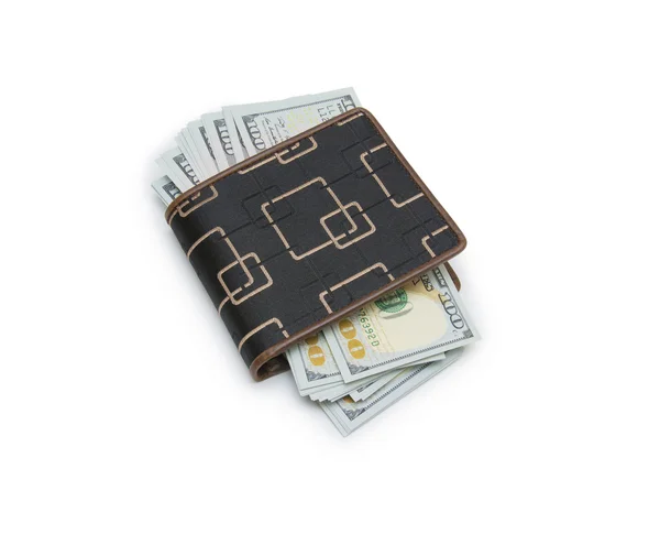 Purse with money isolated on white — Stock Photo, Image
