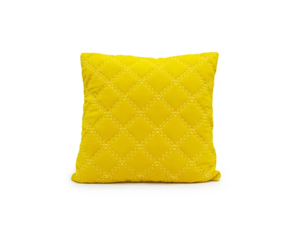 Yellow pillow isolated on white — Stock Photo, Image