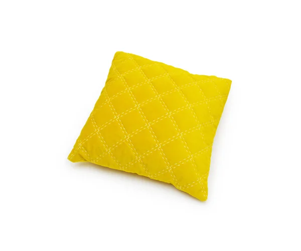 Yellow pillow isolated on white — Stock Photo, Image