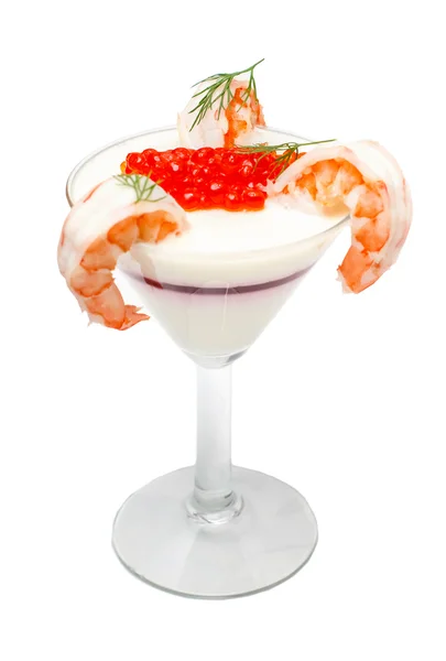 Cocktail shrimps caviar — Stock Photo, Image