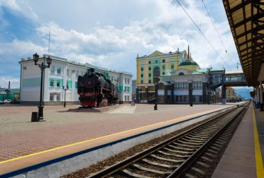 Krasnoyarsk, Rusya - 27 Temmuz 2014: Demiryolu istasyon Meydanı Stat