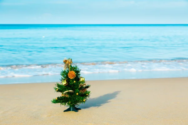 New year beach, sea,  fir-tree — Stock Photo, Image