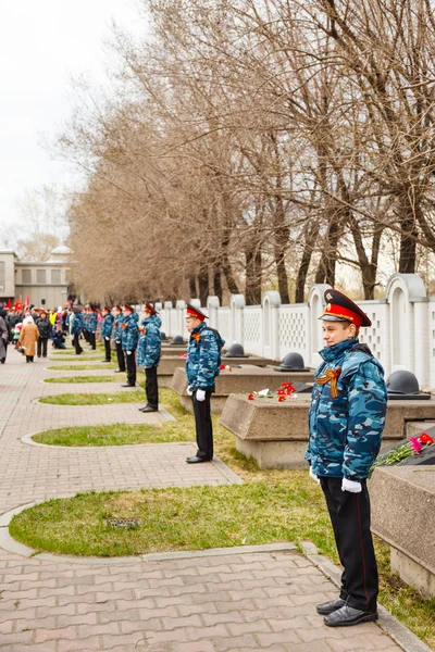 Celebration "A Victory Day 9maya", festive taming, festive parade on the street of Krasnoyarsk — Stock Photo, Image