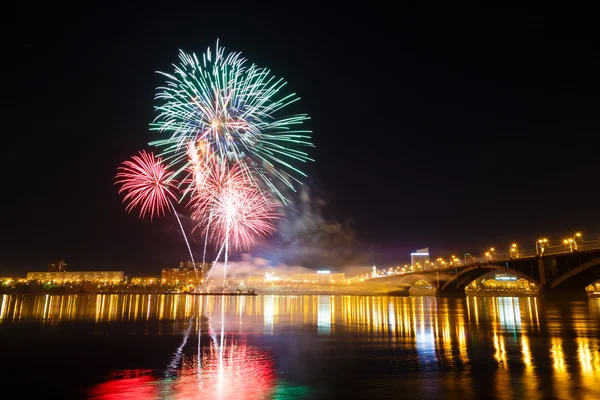 Fireworks firande "Segerdagen" — Stockfoto