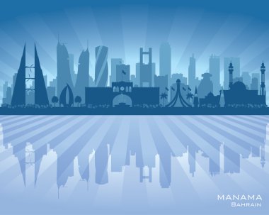 Manama Bahreyn şehir manzarası vektör siluet