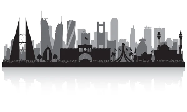 Manama Bahrein stad skyline van silhouet — Stockvector