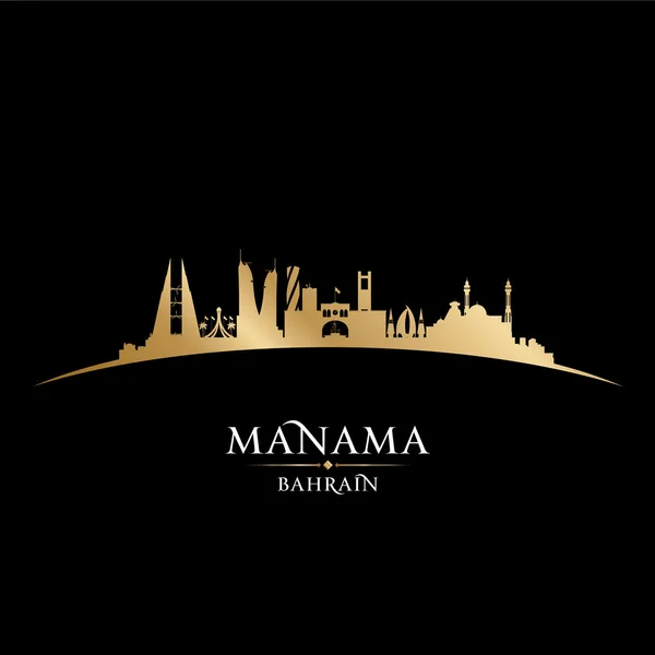 Manama Bahreyn şehir manzarası siluet siyah arka plan — Stok Vektör
