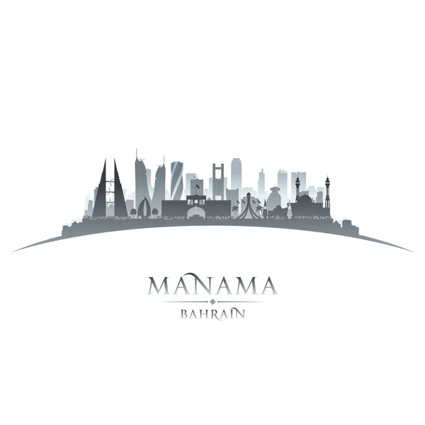 Manama Bahrein cidade skyline silhueta branco fundo —  Vetores de Stock