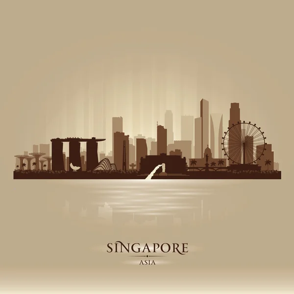 Singapura cidade skyline vetor silhueta — Vetor de Stock