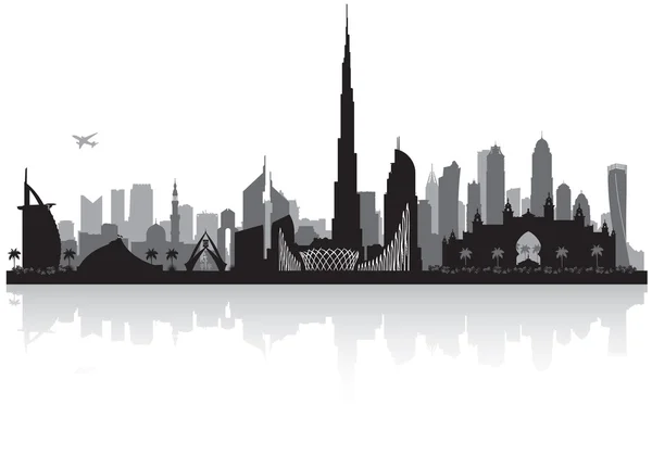 Dubai Emiratos Árabes Unidos silueta del horizonte de la ciudad — Vector de stock