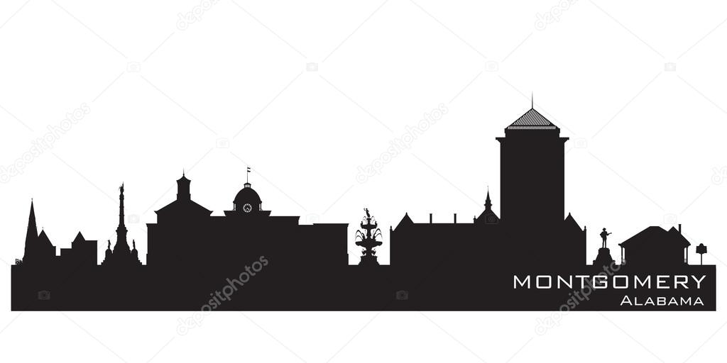 Montgomery Alabama city skyline vector silhouette