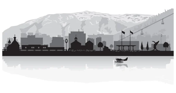 Juneau, Alaska stad skyline van silhouet — Stockvector