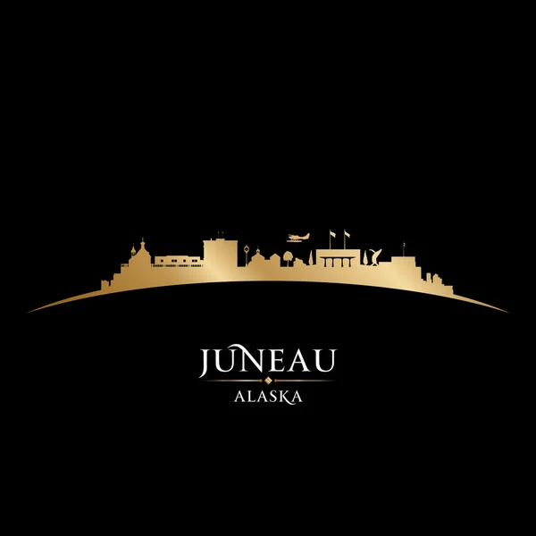 阿拉斯加州朱诺市剪影黑色背景 — 图库矢量图片